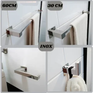 Kit Acessórios Toalheiro 60cm Inox 304 - 4 Peças