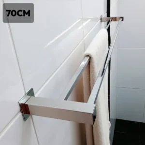 Kit Acessórios Toalheiro Duplo 70cm Inox 304 - 6 Peças Inox Polido